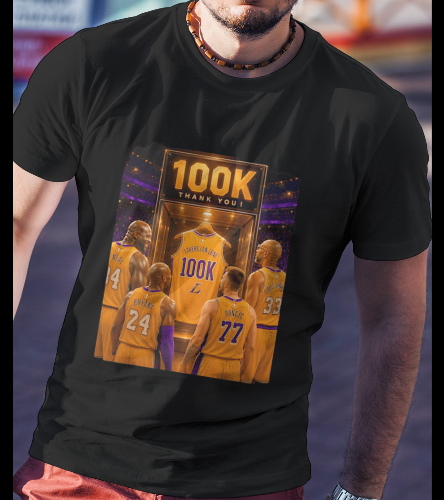 100K Thank You Lakers Fan Zone Players Shaq Kobe Abdul Jabbar T-Shirt