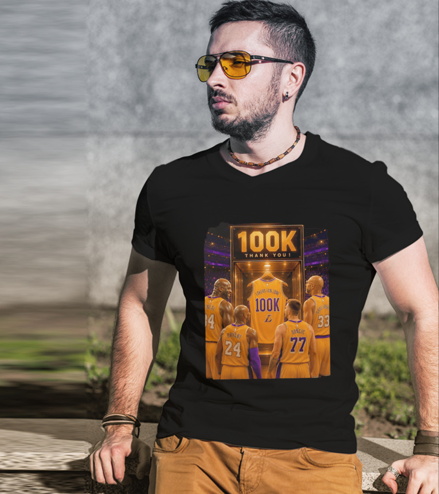 100K Thank You Lakers Fan Zone Players Shaq Kobe Abdul Jabbar T-Shirt