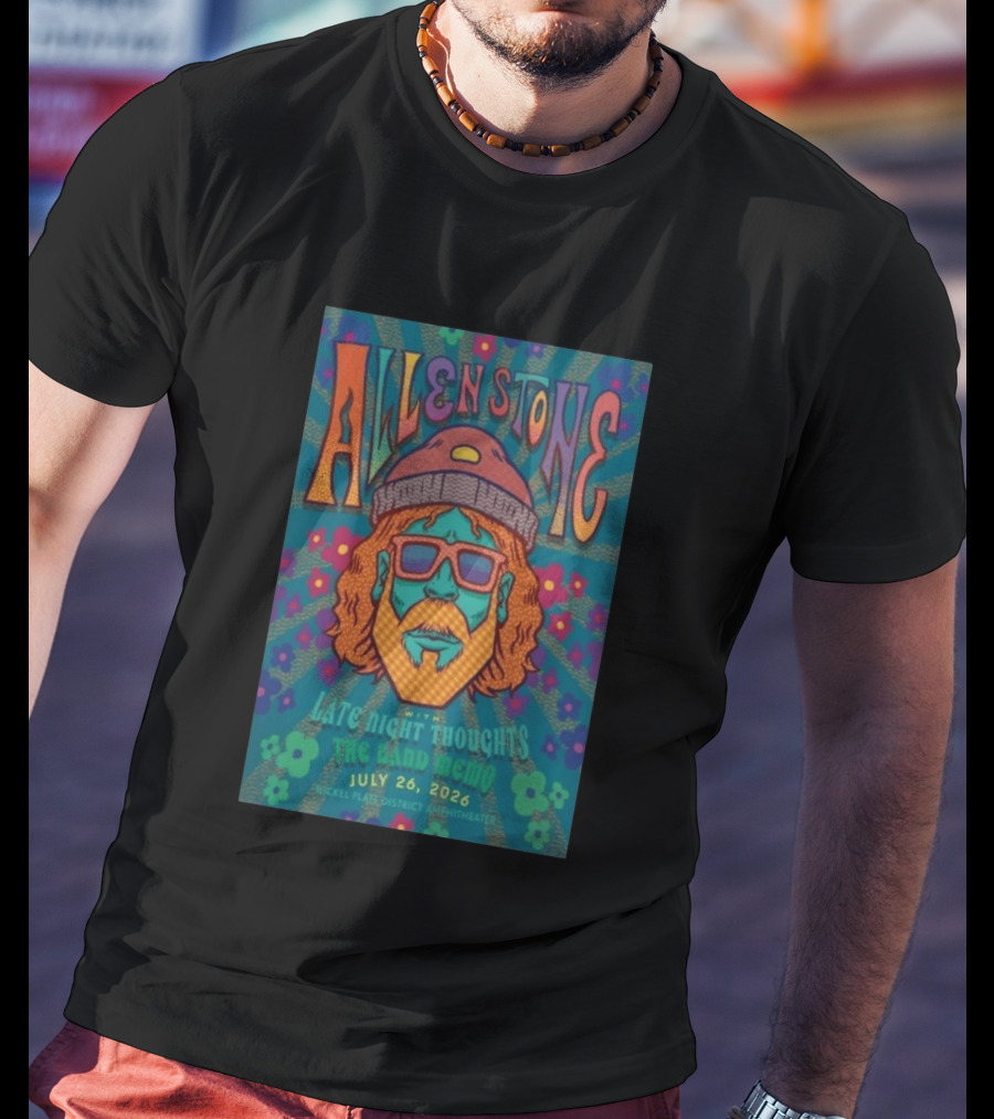 Allen Stone Fishers Indiana Late Night Thoughts The Band Memo July 26 2026 Nickel Plate District Amphitheater T-Shirt