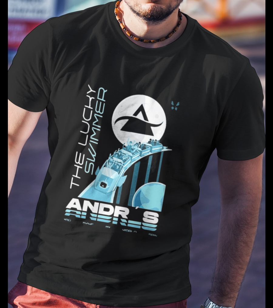 The Lucky Swimmer Andrés Roller Adventure Moon T-Shirt