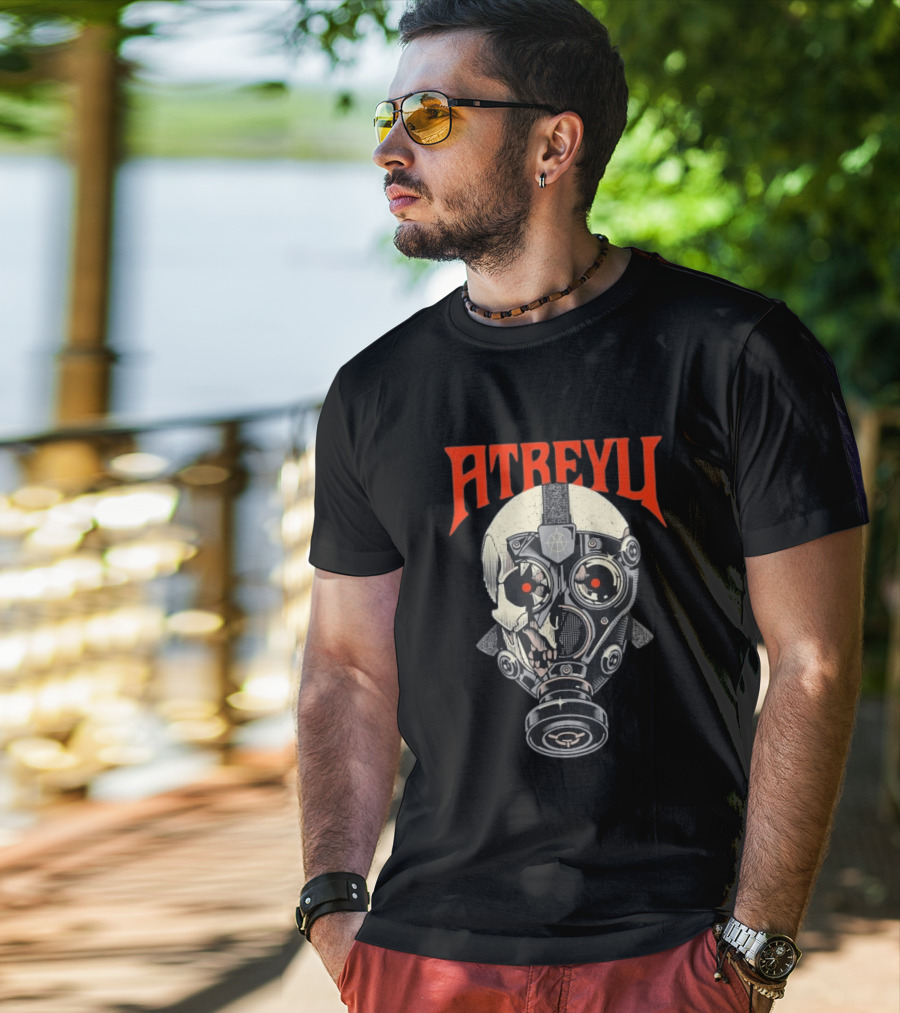Atreyu Skull Gas Mask With Red Eyes T-Shirt