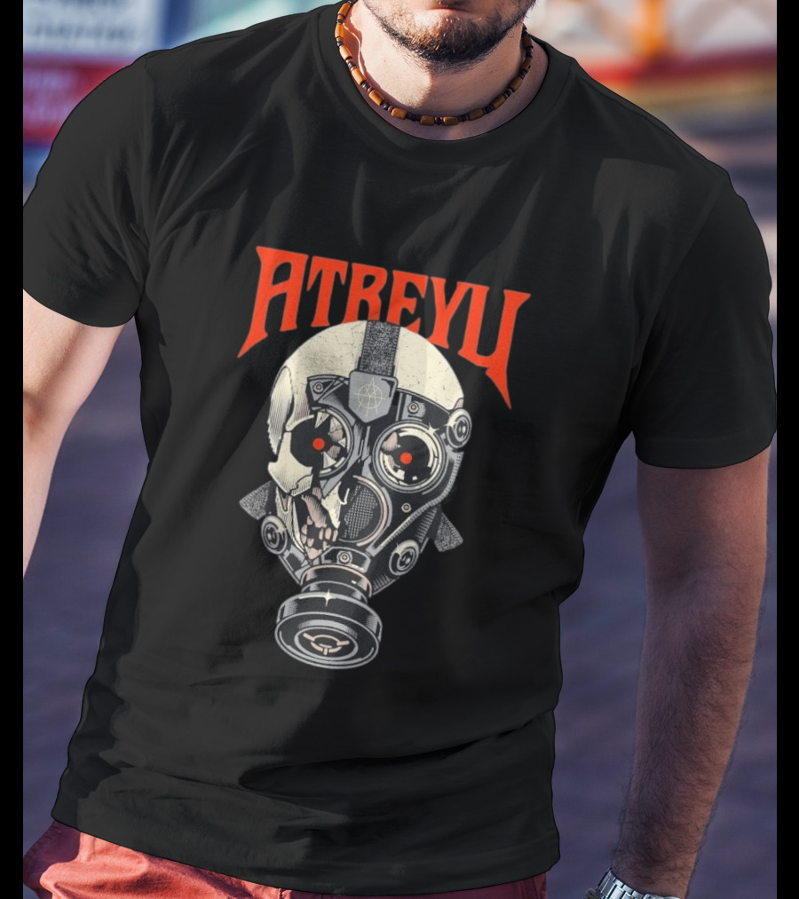 Atreyu Skull Gas Mask With Red Eyes T-Shirt