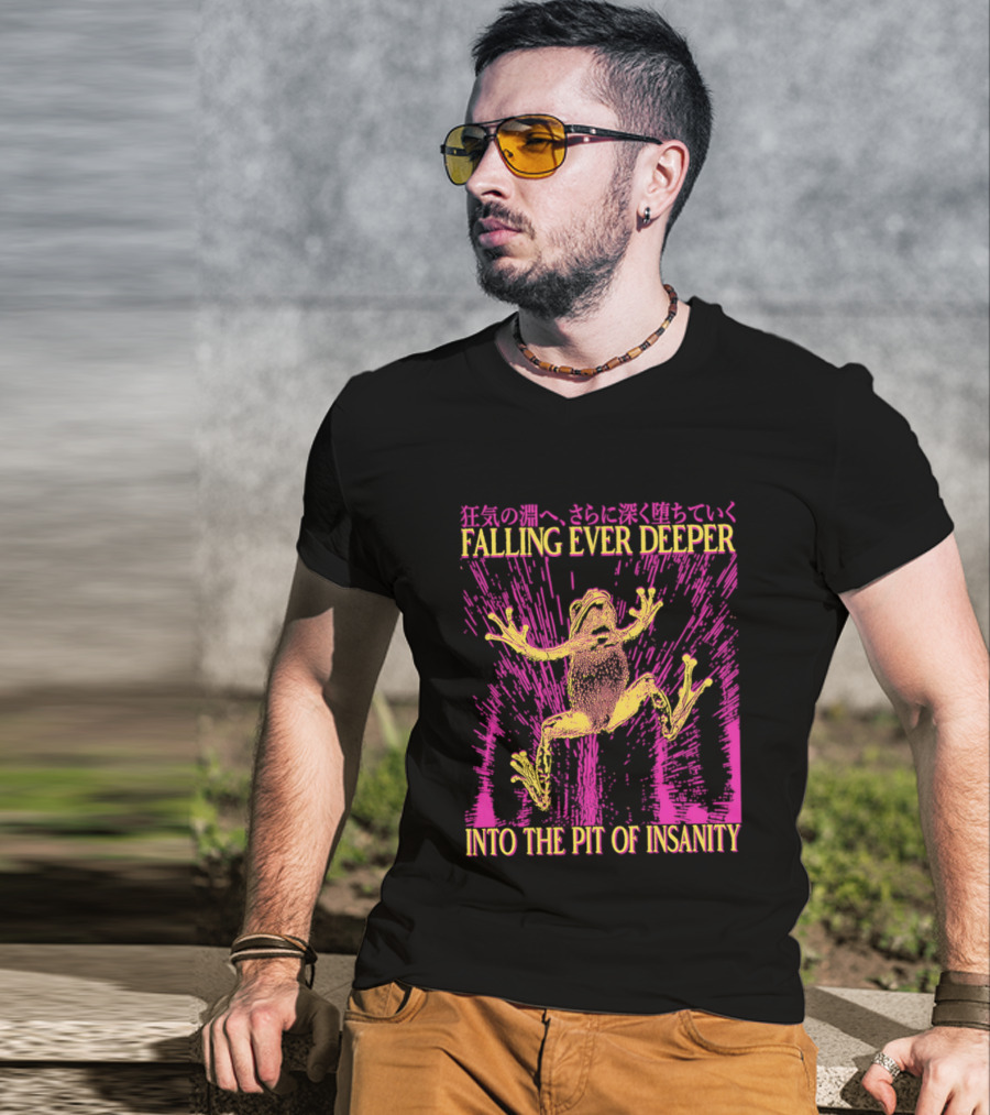 Falling Ever Deeper Into The Pit Of Insanity Frog Neon Burst Japanese T-Shirt