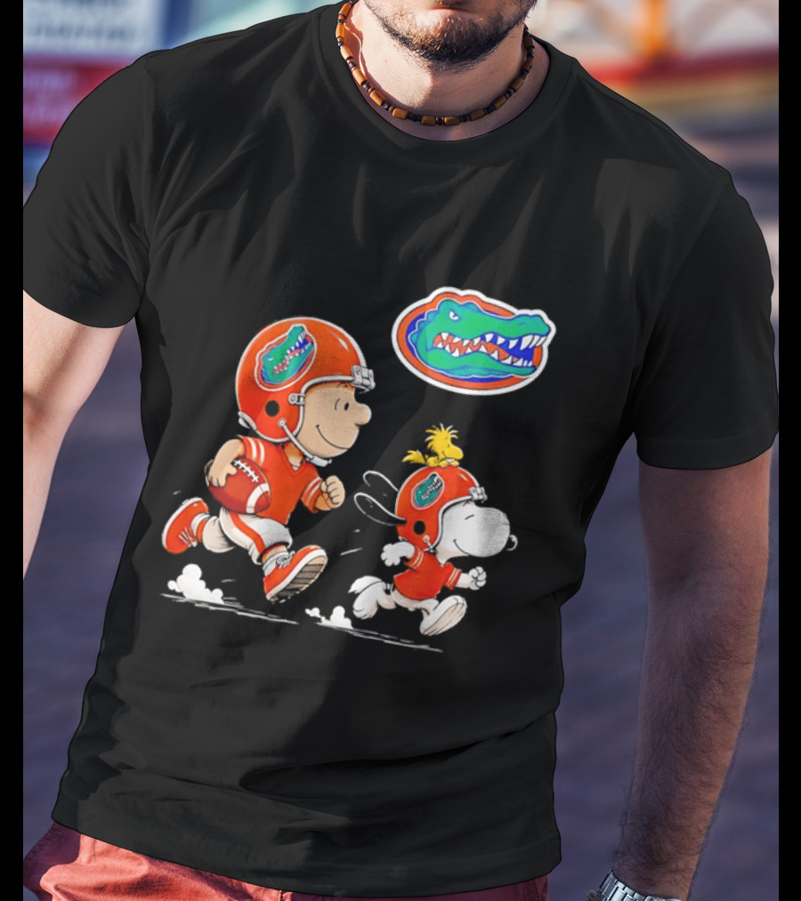 Charlie Brown Snoopy Florida Gators Football Running Kids T-Shirt