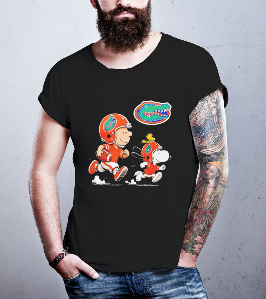 Charlie Brown Snoopy Florida Gators Football Running Kids T-Shirt