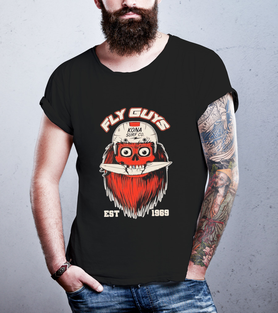 Fly Guys Kona Surf Co Est 1969 Skull Surfboard Helmet T-Shirt