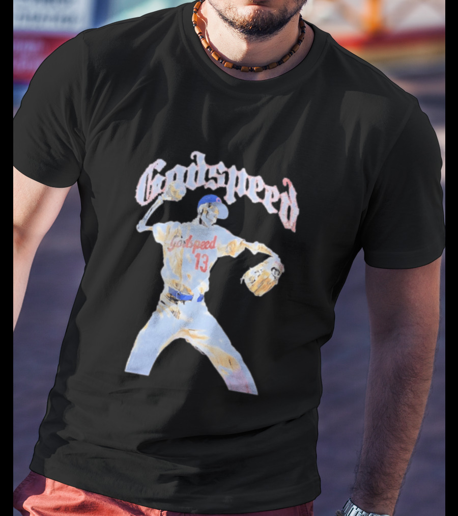 Godspeed Skeleton 13 Pitching Baseball Chicago Cubs T-Shirt