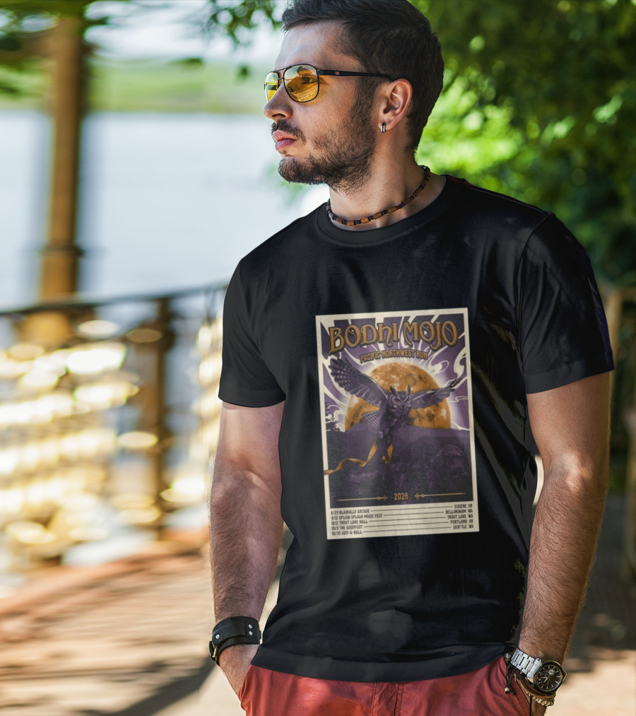 Bodhi Mojo Pacific Northwest Run 2026 Tour Owl Illustration Dates And Locations T-Shirt