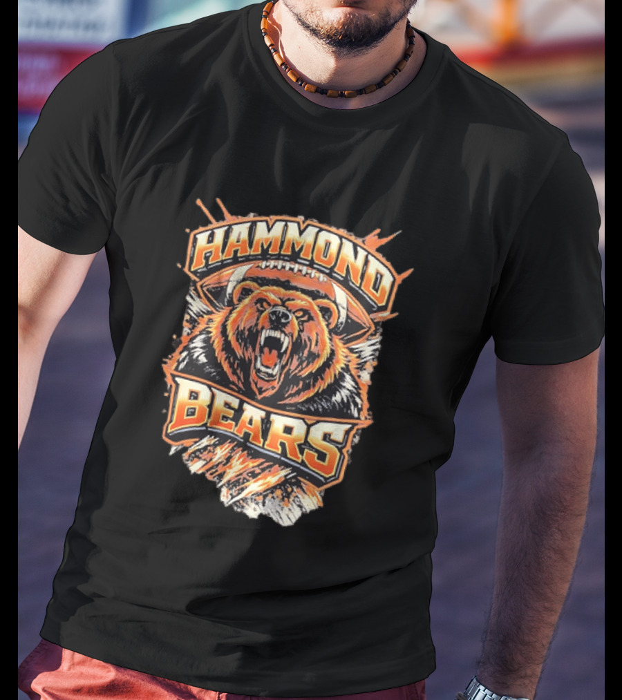 Hammond Bears Football Roaring Bear And Football T-Shirt