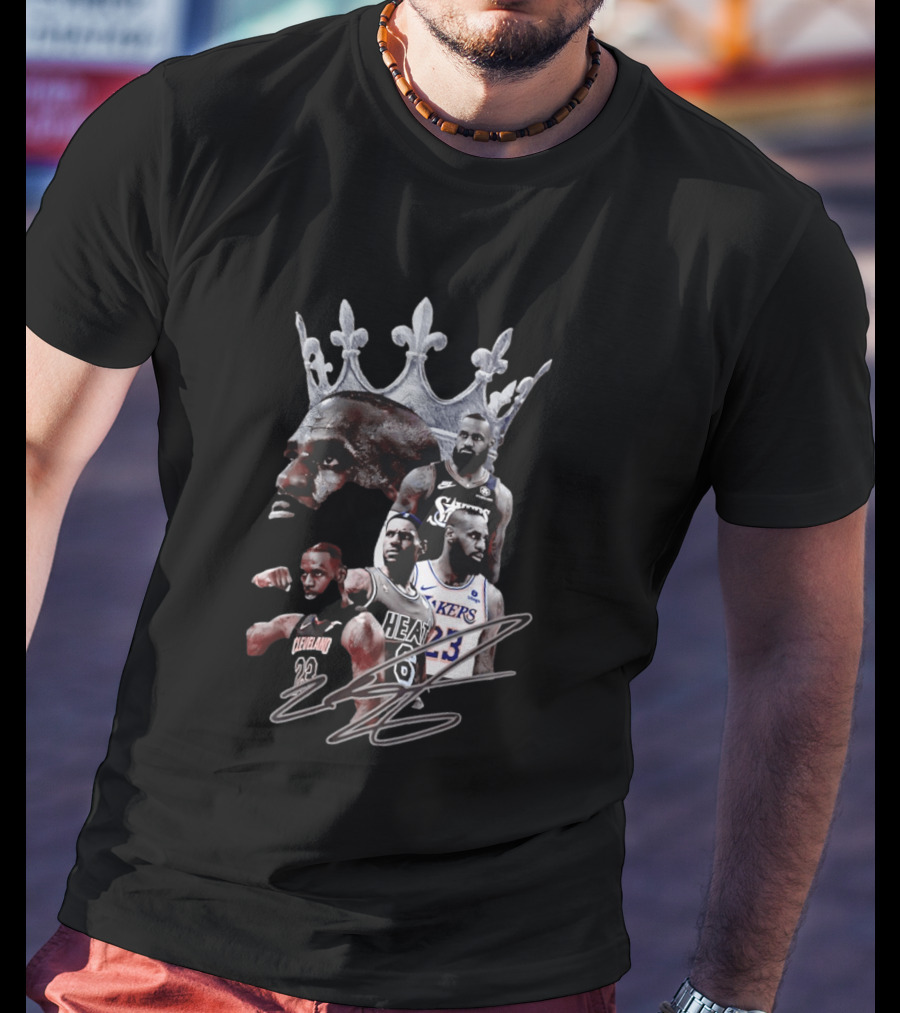 Lebron James Crown Collage Cleveland Miami Lakers Philadelphia 76ers T-Shirt