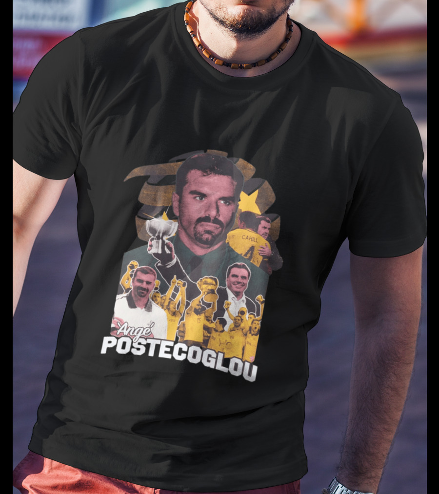 Ange Postecoglou Victory Celebration Collage Champions Cup Cahill T-Shirt