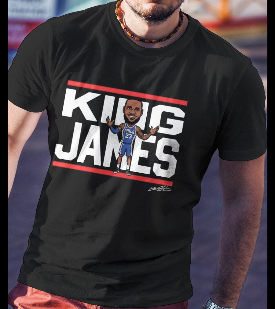 Philadelphia 76ers LeBron James 23 NBA King James Caricature T-Shirt