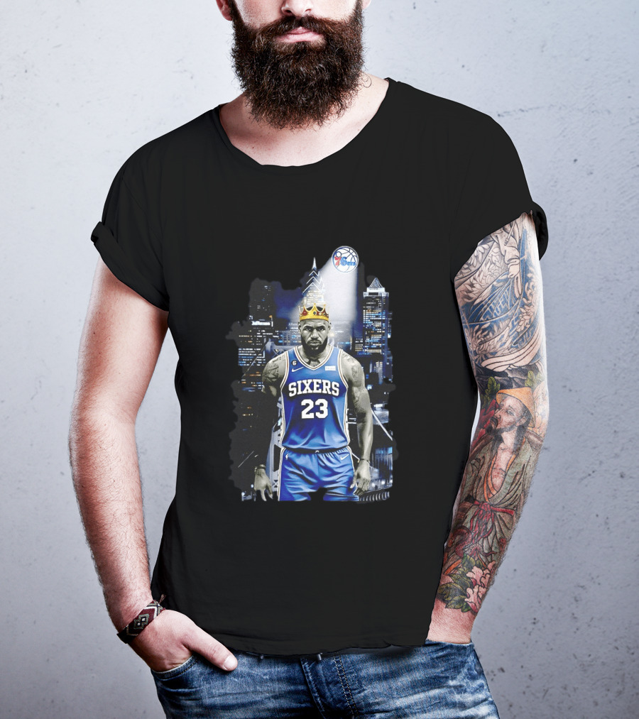 Philadelphia 76ers LeBron James NBA Sixers 23 Jersey With Crown And City T-Shirt