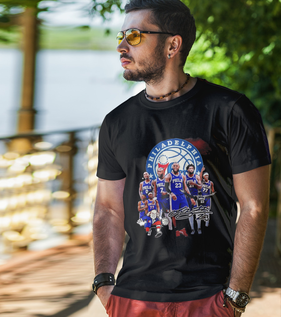 Philadelphia 76ers LeBron James 23 Phila Basketball Team Collage T-Shirt