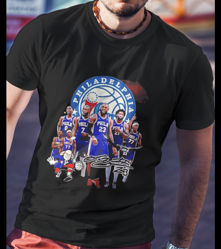 Philadelphia 76ers LeBron James 23 Phila Basketball Team Collage T-Shirt