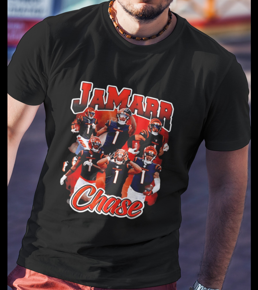 Ja'Marr Chase Cincinnati Bengals Collage Player 1 NFL Football Star T-Shirt
