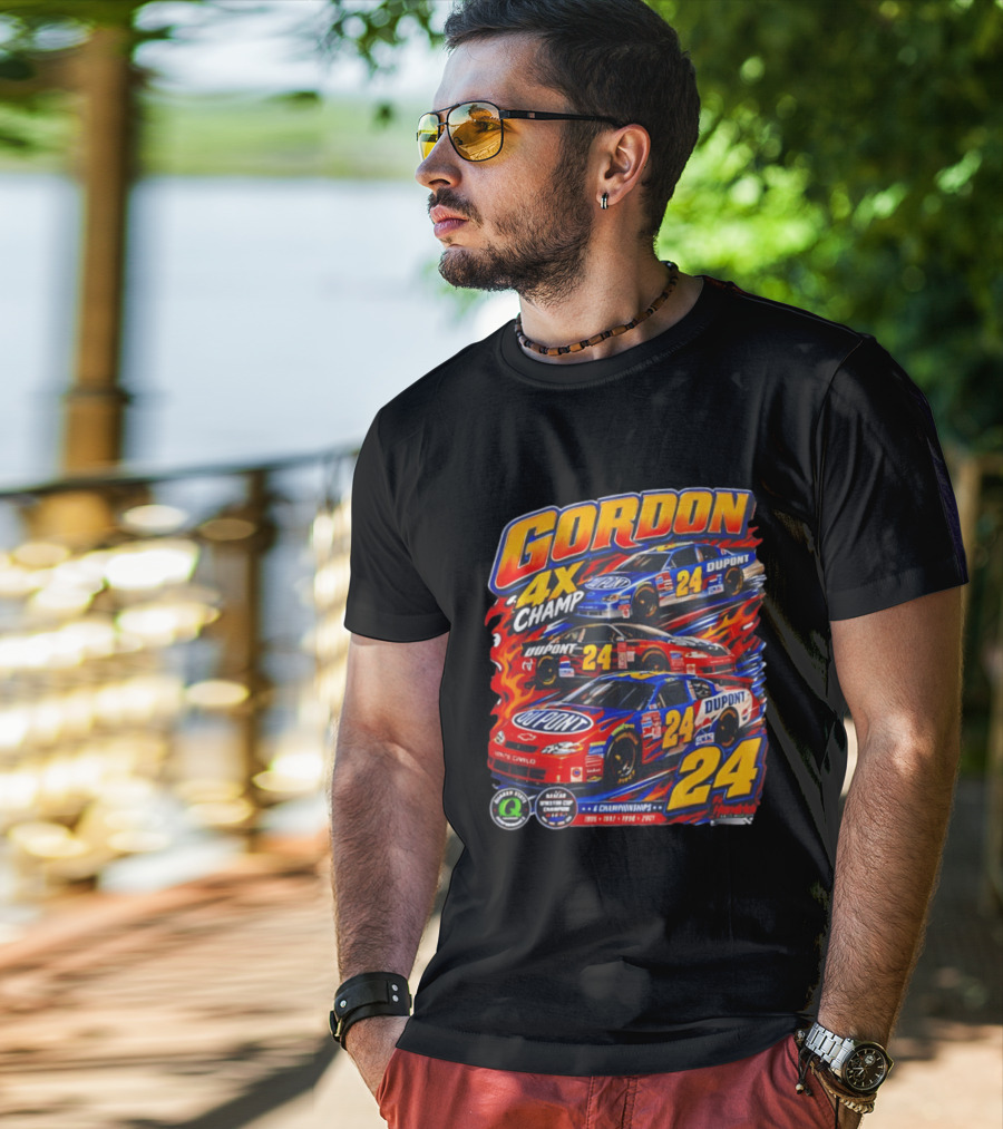 Gordon 4X Champ Number 24 Dupont Racing Car 4 Championships T-Shirt