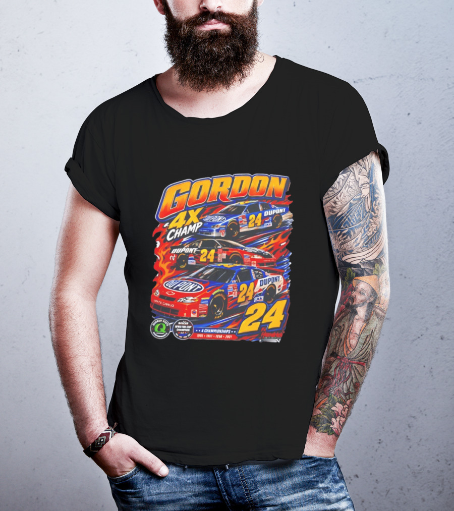 Gordon 4X Champ Number 24 Dupont Racing Car 4 Championships T-Shirt