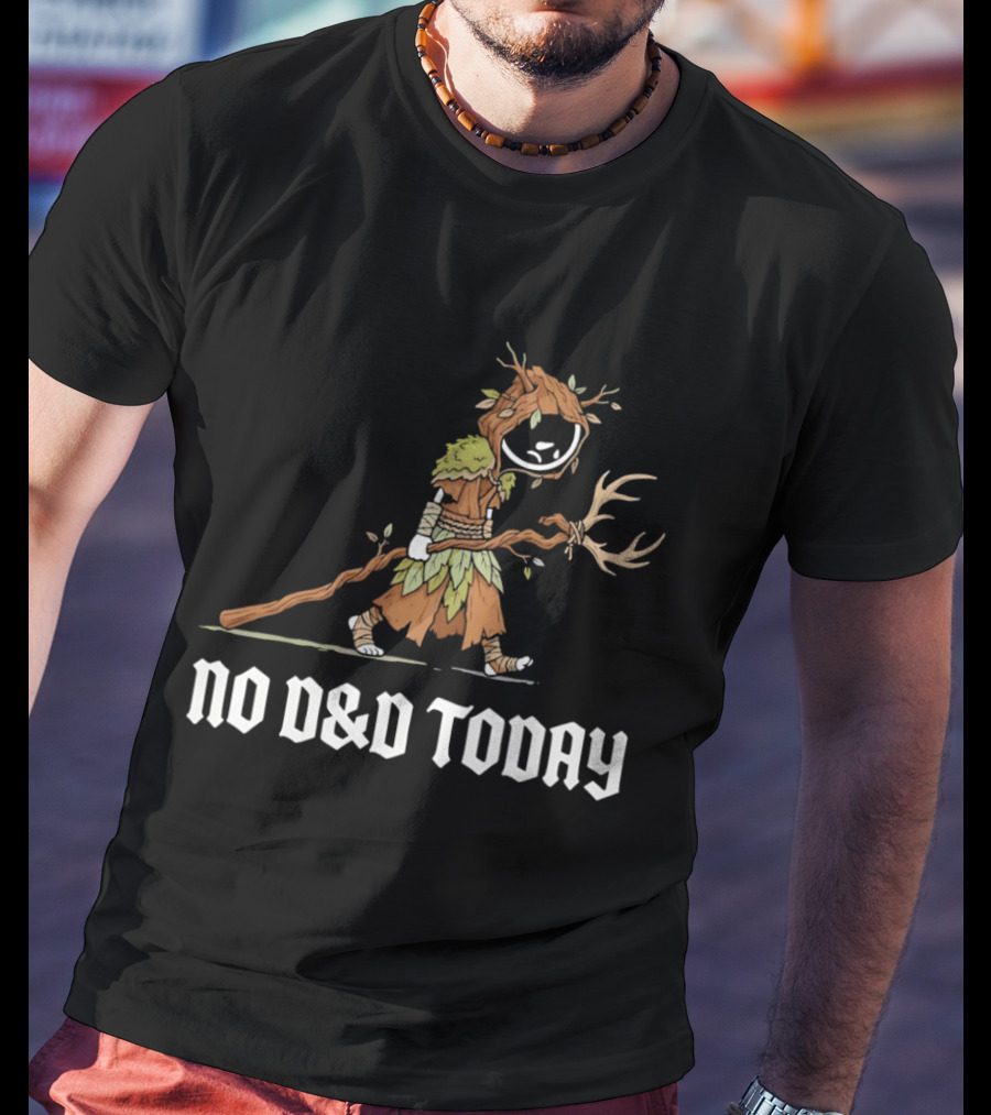 Druid Tree Costume Carrying Antler Staff No D&D Today T-Shirt