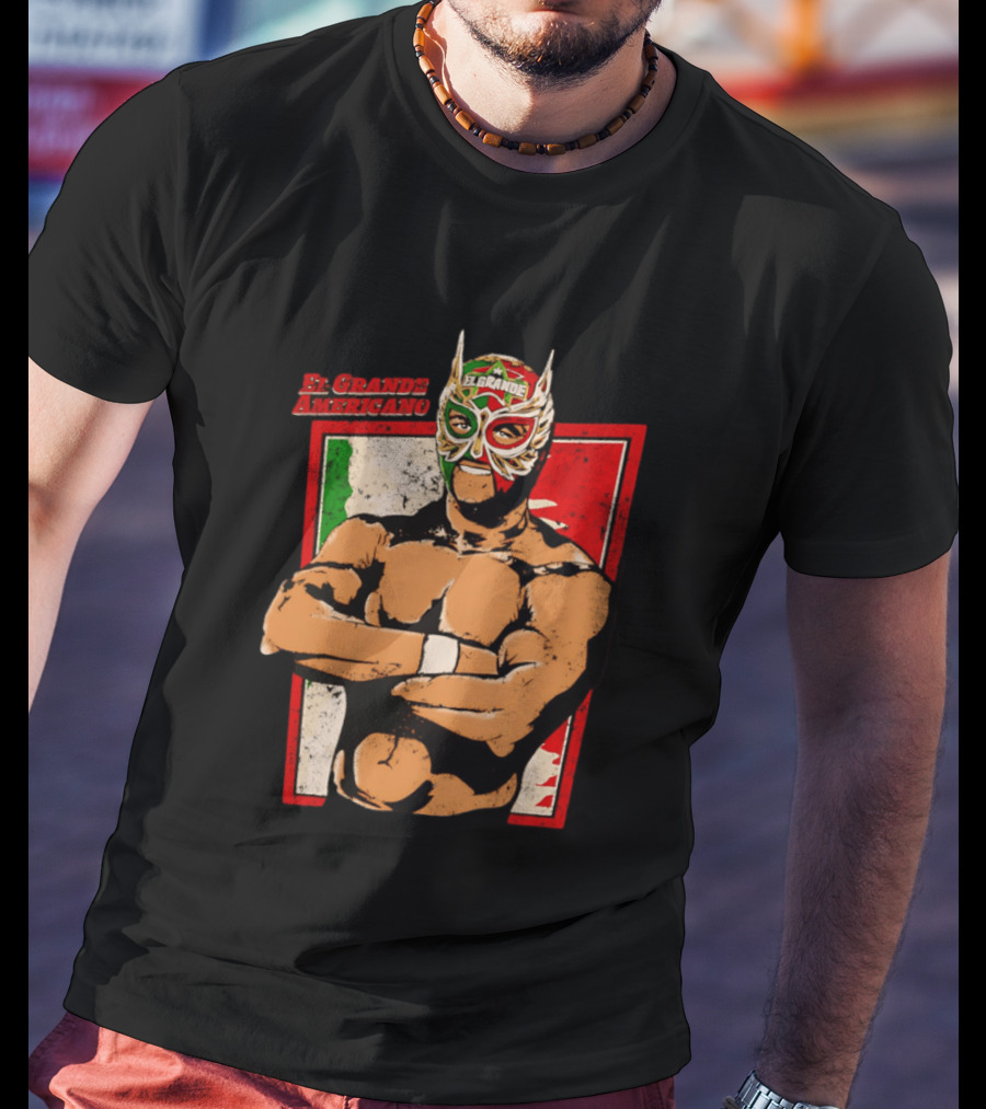 El Grande Americano Lucha Libre Wrestler Mexican Flag Masked Hero T-Shirt