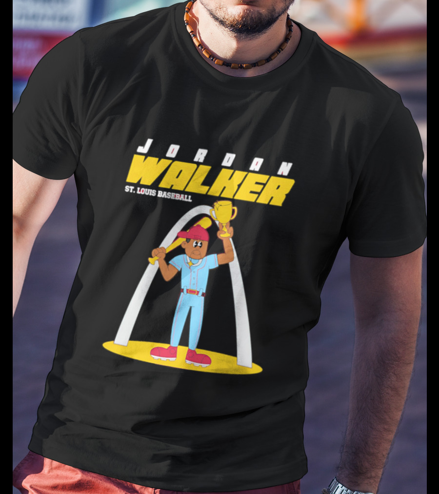 Jordan Walker St. Louis Baseball Animated Trophy Celebration T-Shirt