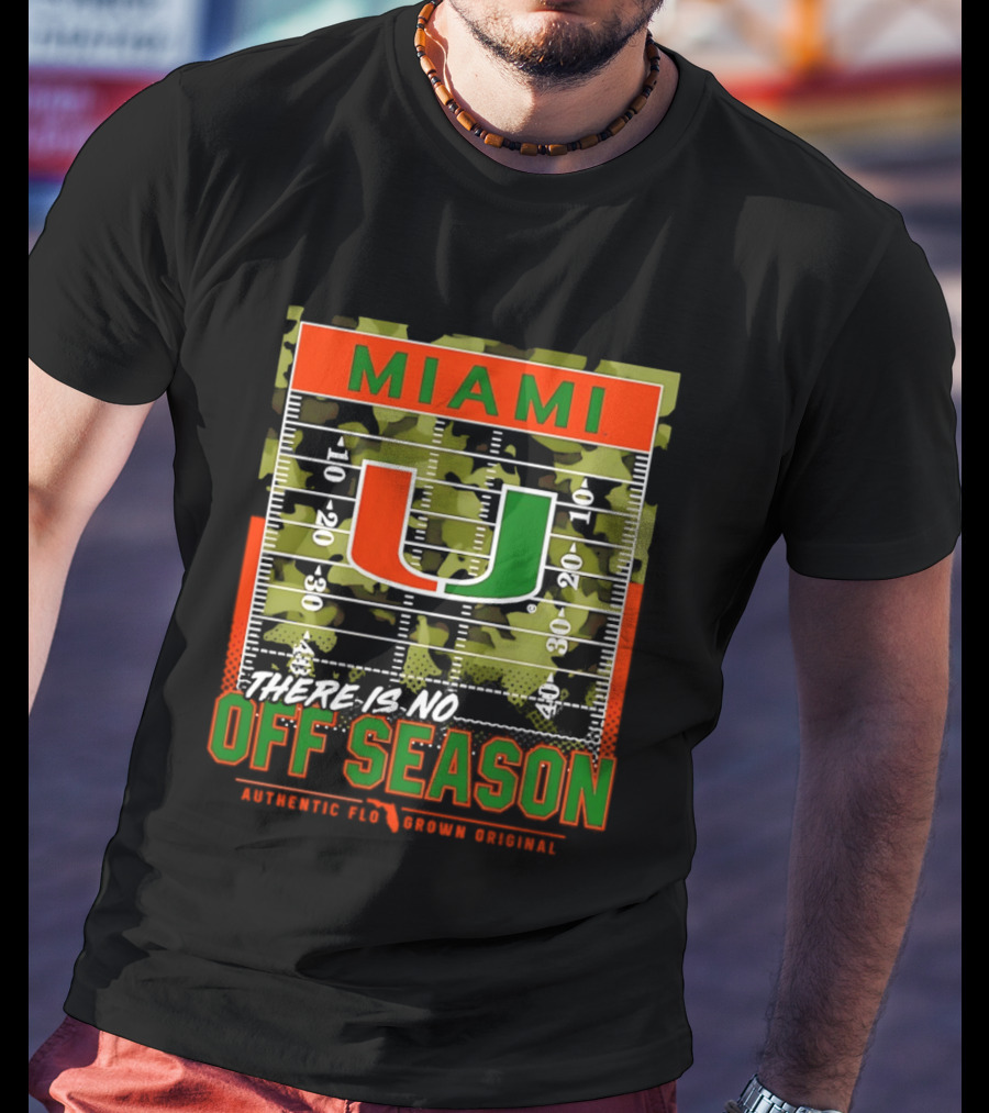 Miami Hurricanes U No Off Season Football Field Camo T-Shirt