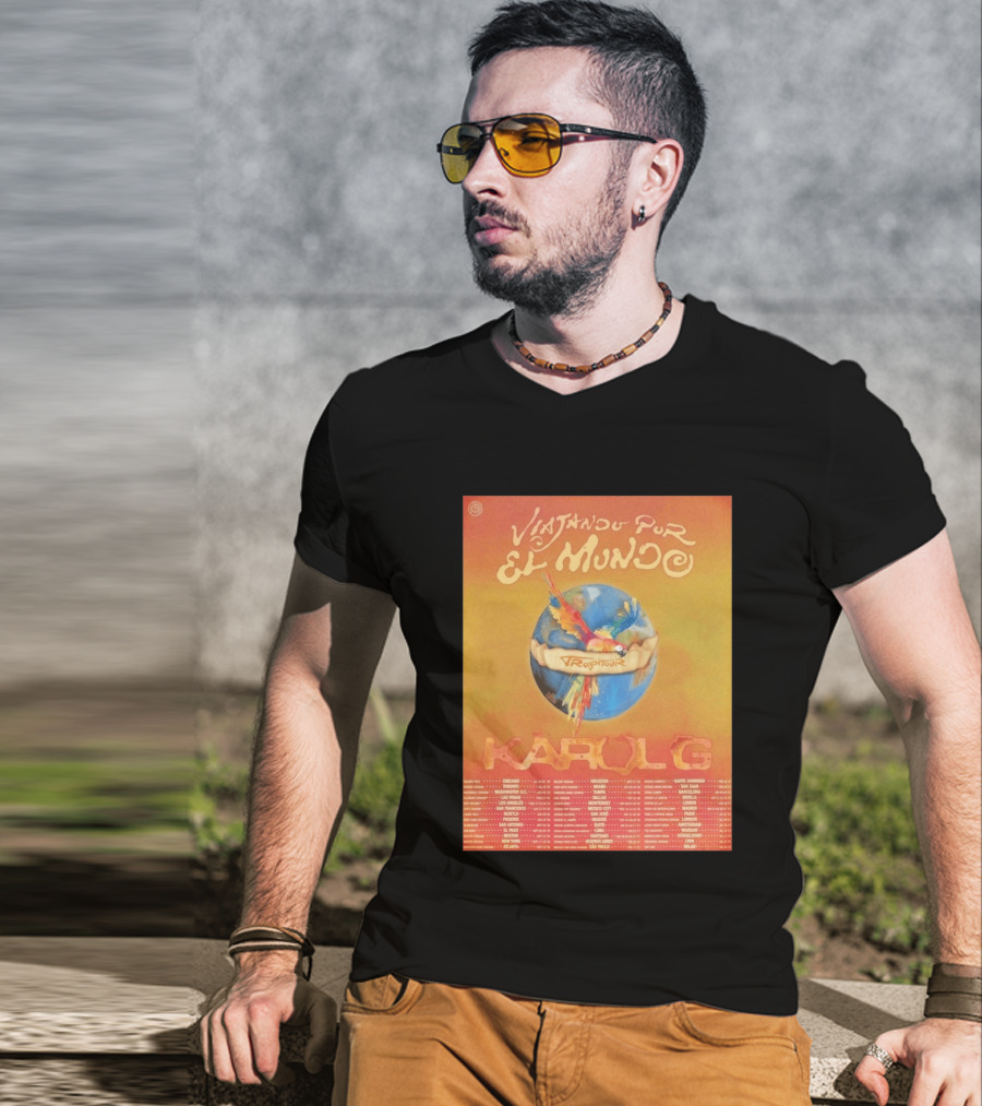 Karol G Viajando Por El Mundo Tropitour 2026 World Tour Dates Colorful Parrot T-Shirt