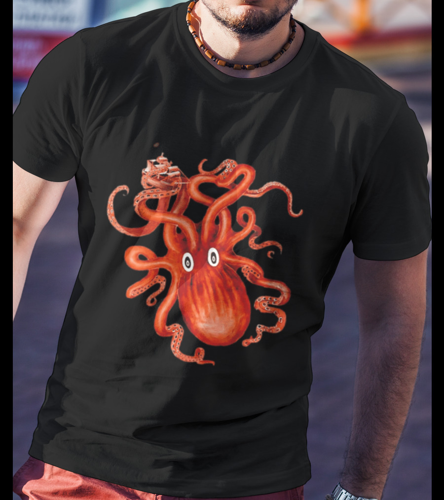 Kraken Vs Ship Nautical Adventure Monster T-Shirt