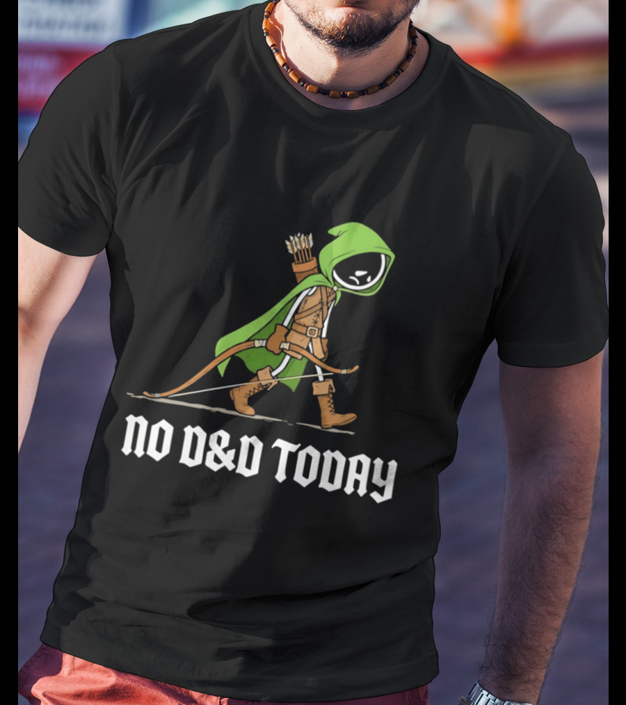 No D&D Today Ranger Cartoon Archer Green Hood Bow And Arrows T-Shirt