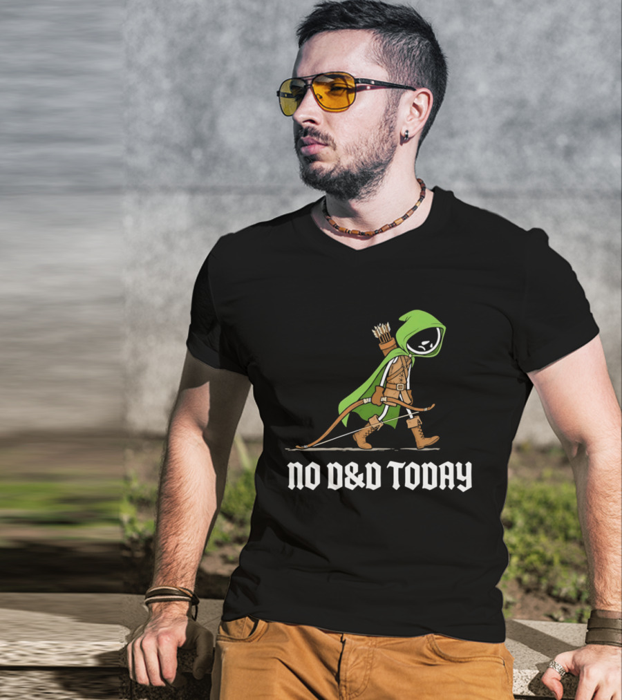 No D&D Today Ranger Cartoon Archer Green Hood Bow And Arrows T-Shirt