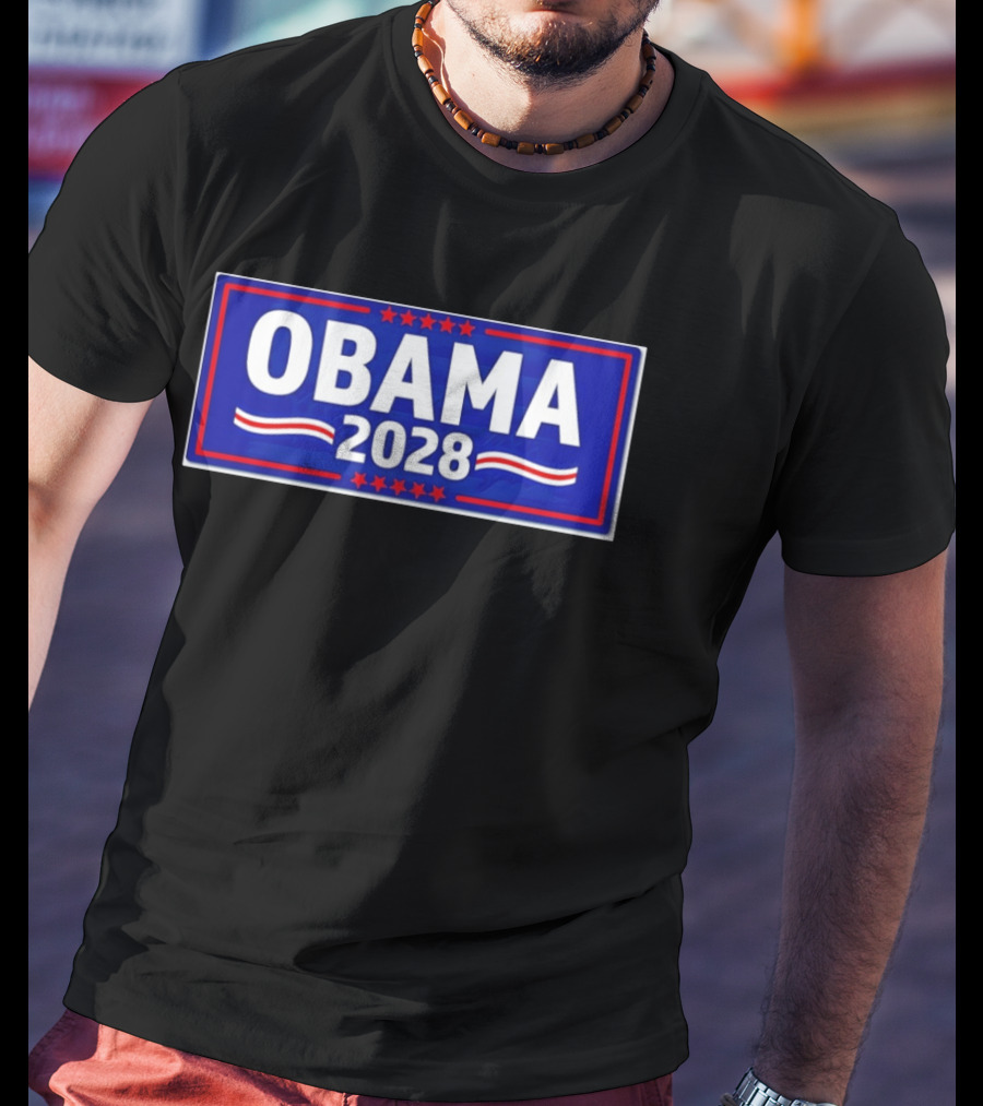 Obama 2028 Stars Stripes Political Campaign T-Shirt