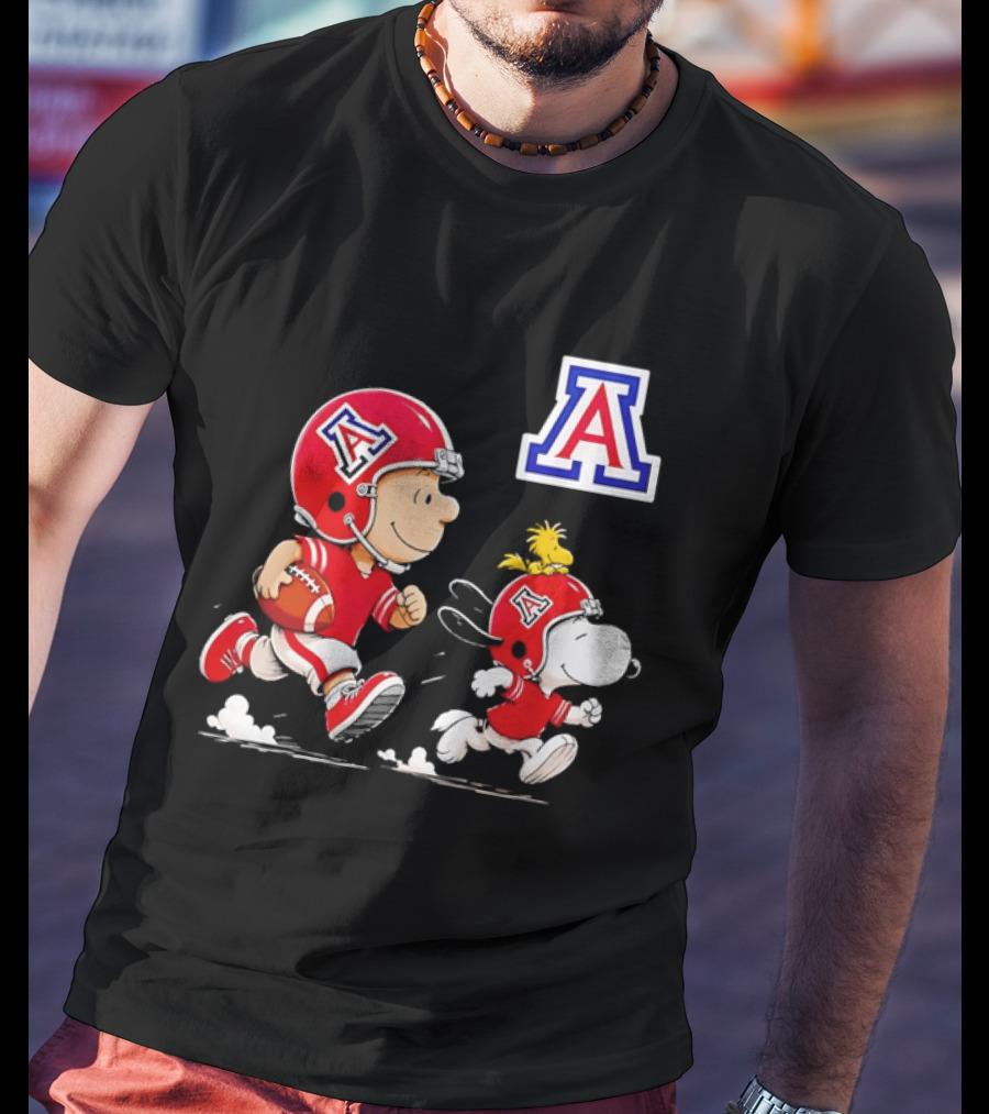 Peanuts Characters Football Arizona Wildcats Team Helmets And Jerseys T-Shirt