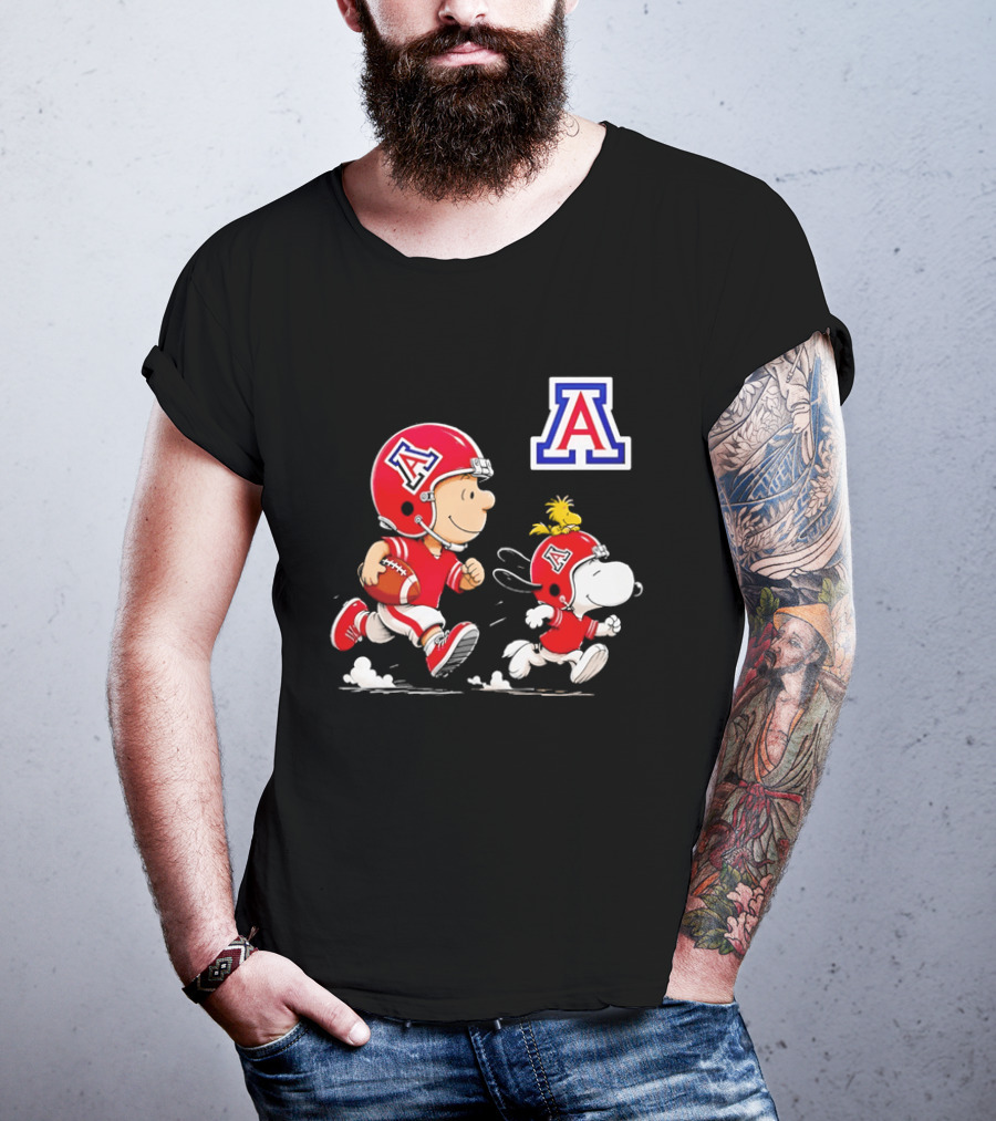 Peanuts Characters Football Arizona Wildcats Team Helmets And Jerseys T-Shirt