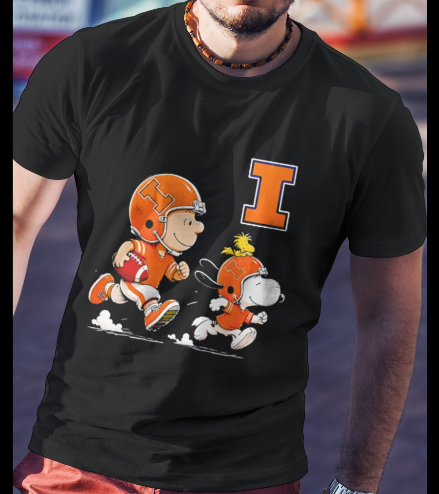 Charlie Brown Snoopy Football Running Letter I Peanuts T-Shirt