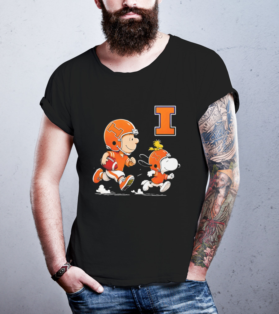 Charlie Brown Snoopy Football Running Letter I Peanuts T-Shirt