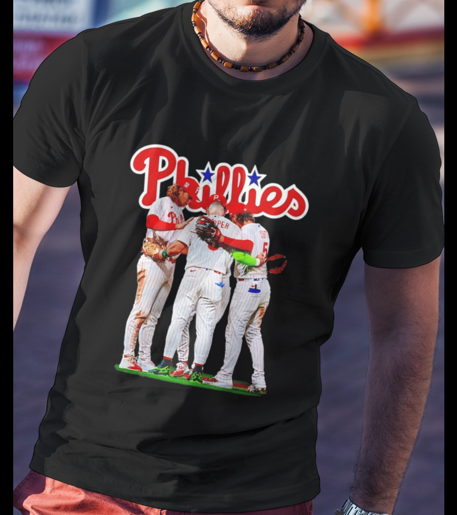 Philadelphia Phillies Team Huddle Harper '26 Baseball Collaboration T-Shirt