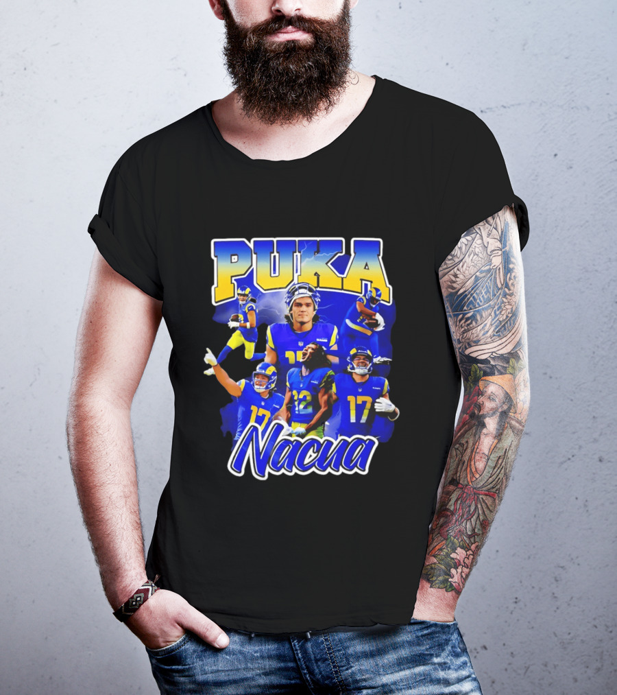 Puka Nacua Los Angeles Rams 17 Football Player Collage T-Shirt