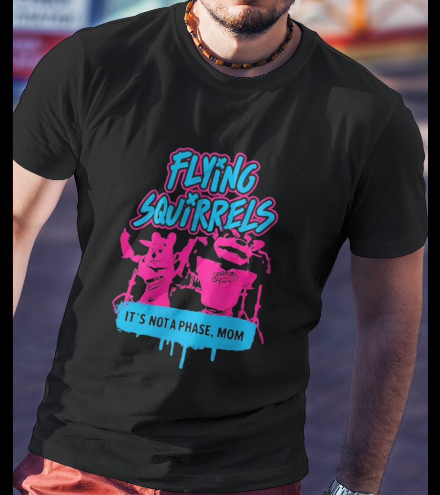 Richmond Flying Squirrels It's Not A Phase Mom Neon Squirrel Characters T-Shirt