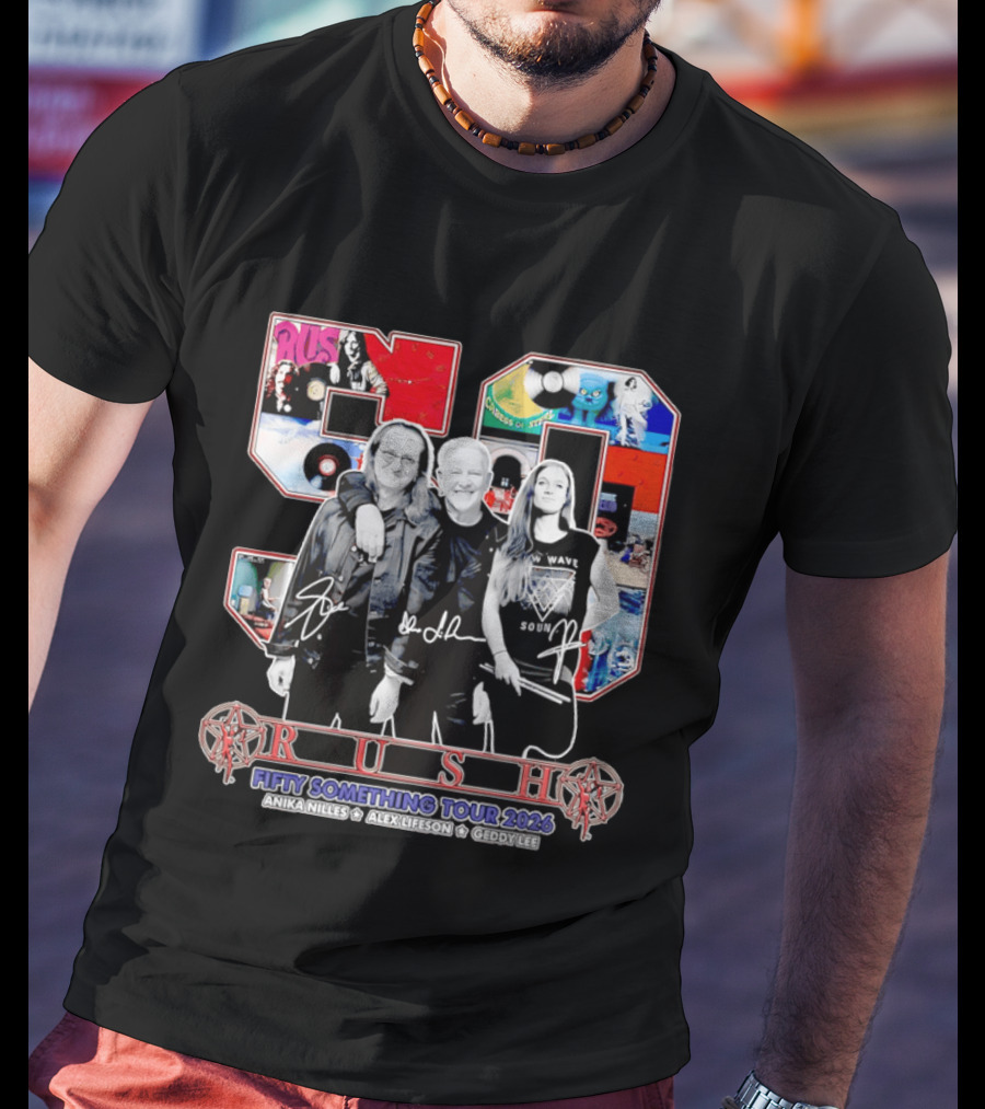 Rush Fifty Something Tour 2026 Anika Nilles Alex Lifeson Geddy Lee T-Shirt