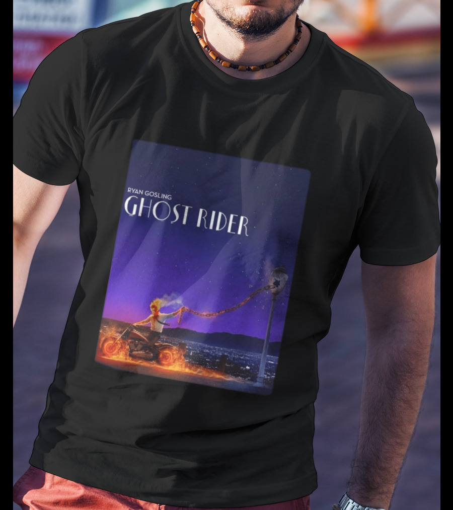 Ryan Gosling Ghost Rider Meets La La Land Lamppost Scene T-Shirt