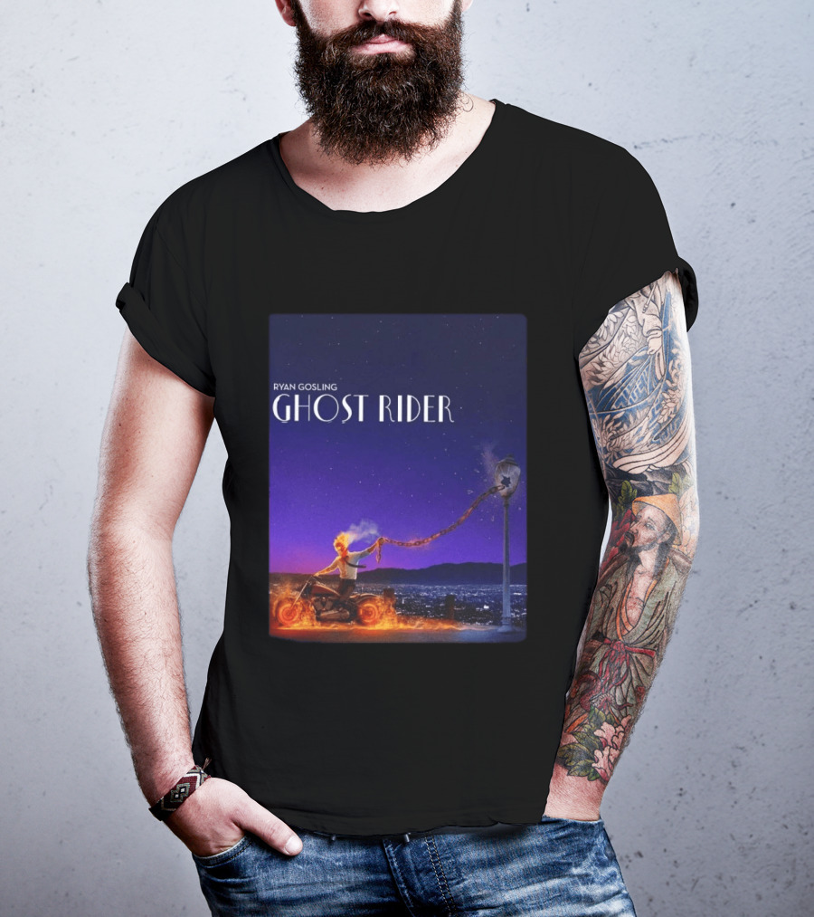 Ryan Gosling Ghost Rider Meets La La Land Lamppost Scene T-Shirt