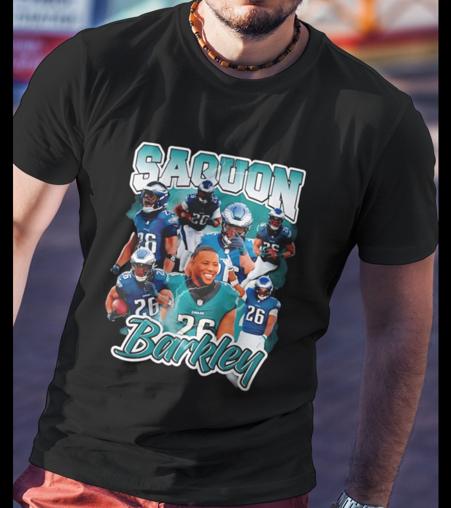 Saquon Barkley Eagles Number 26 Player Collage T-Shirt