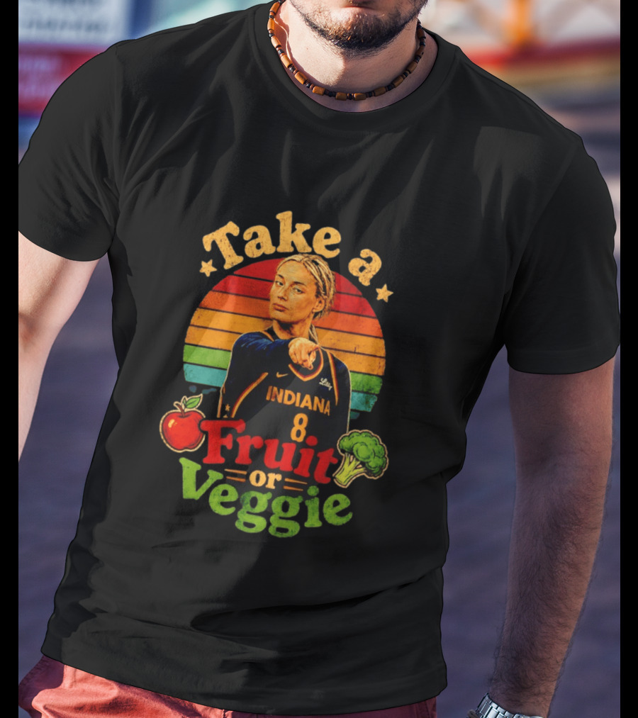 Sophie Cunningham Indiana Fever Take A Fruit Or Veggie Rainbow Stripes T-Shirt