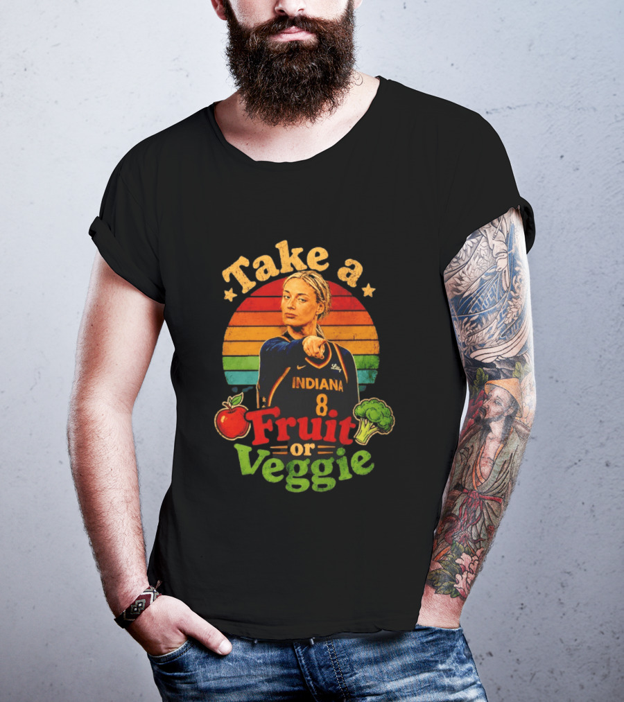 Sophie Cunningham Indiana Fever Take A Fruit Or Veggie Rainbow Stripes T-Shirt