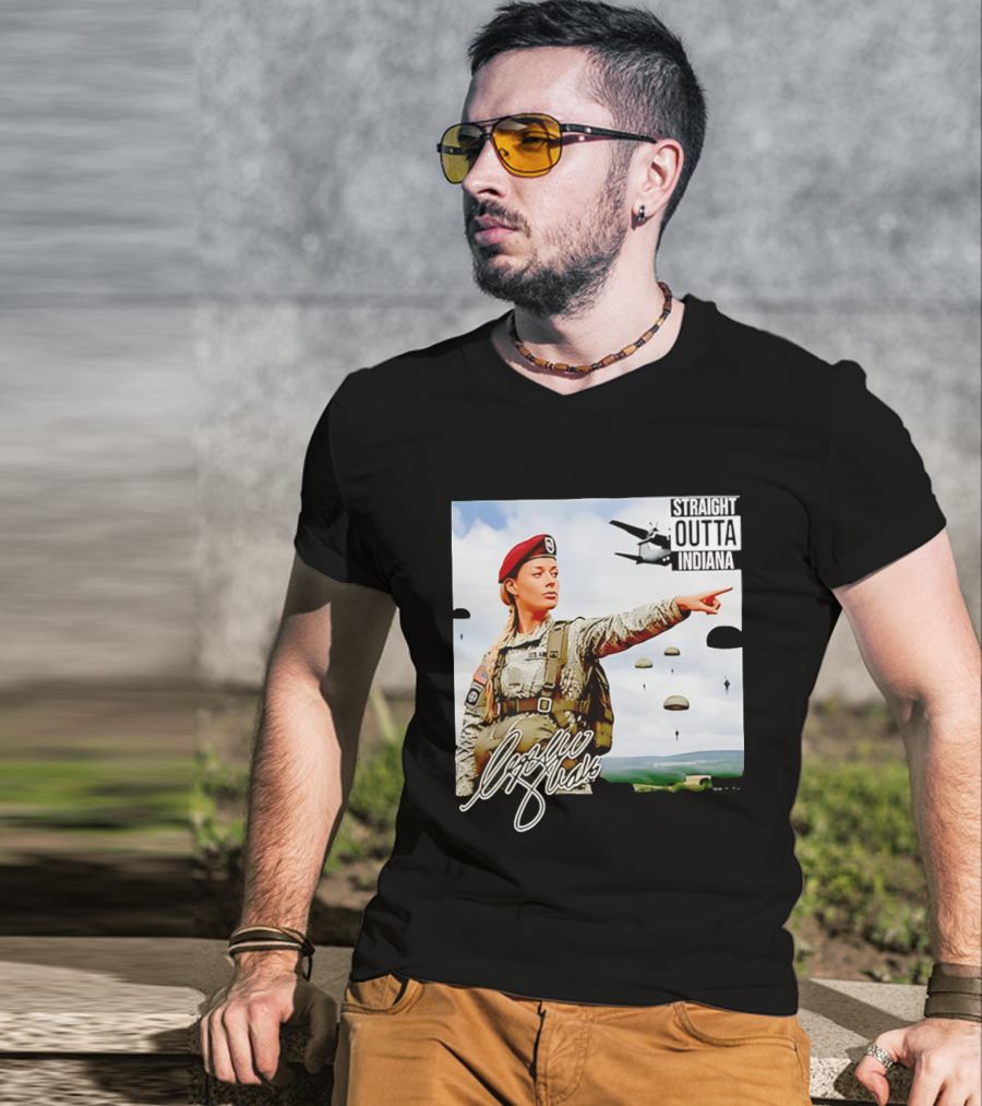 Sophie Cunningham Straight Outta Indiana Military Paratrooper T-Shirt