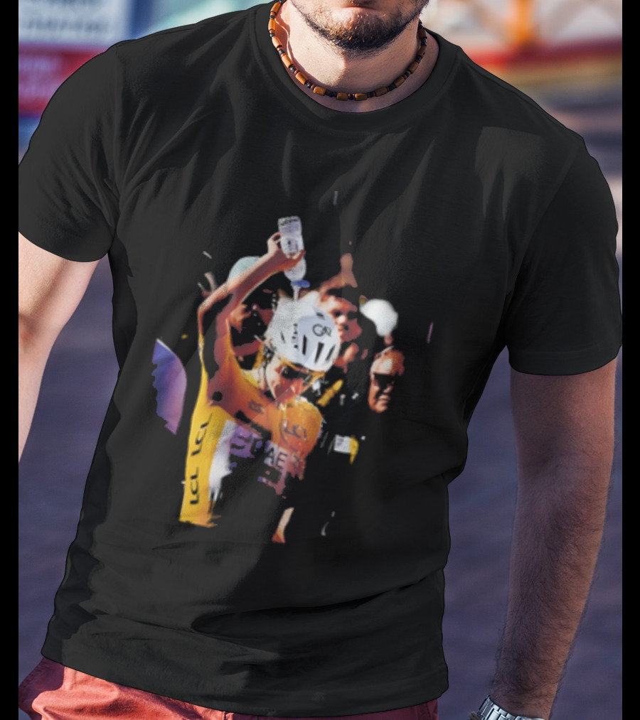 Tadej Pogačar Cooling Off With Water Bottle T-Shirt