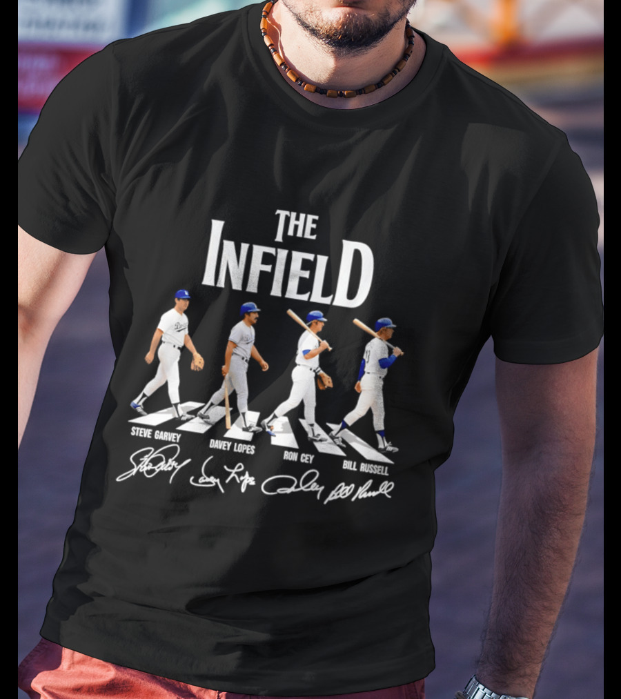 The Infield Steve Garvey Davey Lopes Ron Cey Bill Russell MLB Abbey Road T-Shirt