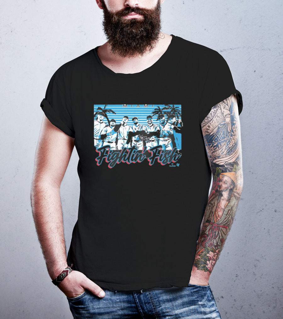Miami Fightin' Fish Baseball Team Palm Trees T-Shirt