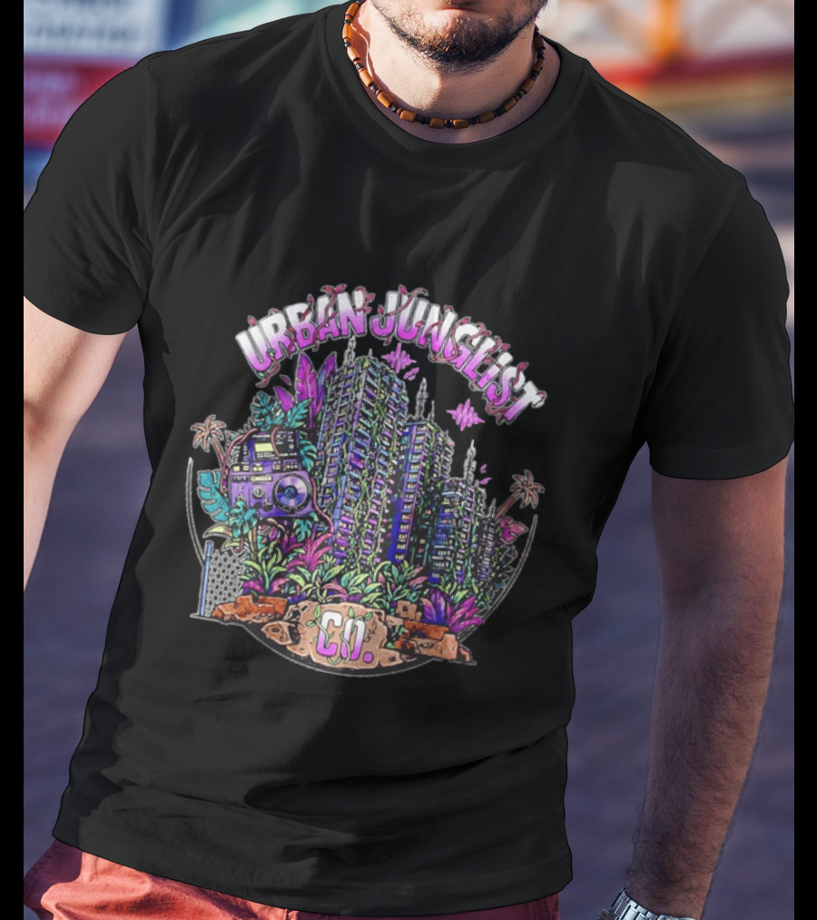 Urban Junglist Co Jungle Cityscape Boombox Vibes T-Shirt