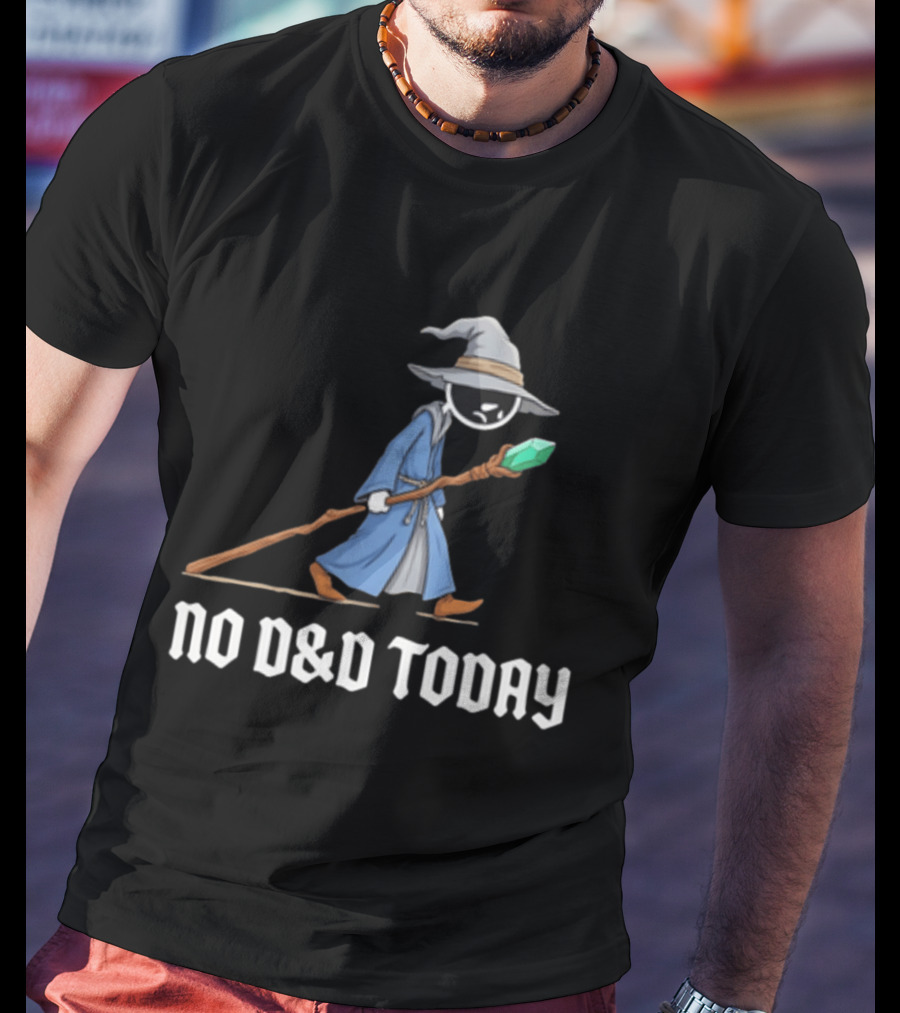 No D&D Today Cartoon Wizard With Staff And Hat T-Shirt